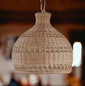 Lustre en bambou tissé de haute qualité Ecowoodies, abat-jour léger pour intérieur et extérieur, lampe artisanale en bambou et rotin, Art Déco, meubles pour la maison - Product Image 3