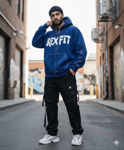 Sudadera con Cremallera de Fabricante Líder, Nuevo Estilo Streetwear, Logotipo Serigrafiado, Pedrería Personalizada, Oversize, Efecto Desgastado por el Sol - Product Image 2