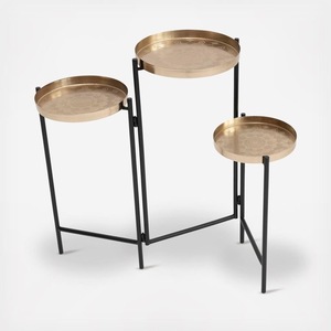 Pot de plante rond minimaliste en métal avec support amovible pour la décoration intérieure moderne - Product Image 4