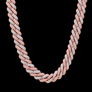 Wholesale Price 18K Rose Gold Plated Micro Double Raw Pave Moissanite Link Chain <b>Statement</b> <b>Necklace</b> Unisex Luxury Everyday Wear - Product Image 4