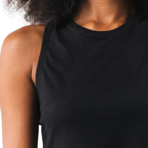 Débardeur de sport double couche pour femme, coupe ajustée, extensible, sans manches, noir - Product Image 6