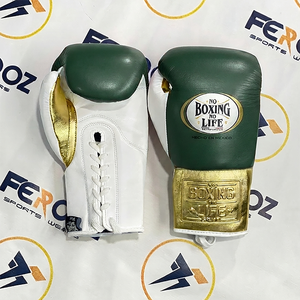 No Boxing No Life Leather Boxing Gloves Purple Gold Lace-Up Wrist Closure Professional Gym Boxing Sparring For Adult Training - Product Image 3