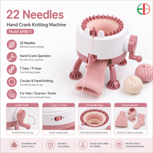 <span class=keywords><strong>Machine</strong></span> à <span class=keywords><strong>tricoter</strong></span> circulaire populaire de petit diamètre, 22 aiguilles, tricot simple, manivelle manuelle, marque EB, pour pulls et bonnets - Product Image 2