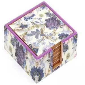 Sous-verre carré en bois réutilisable et écologique, style Méditerranée, technique de peinture pour la protection de la surface, idéal pour la promotion - Product Image 5