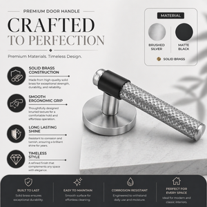 Mortise Door <b>Handle</b> Set Stainless Steel Knurled Design | Antique Graphite Black Z-Black PVD Gold Rose Gold Finish Luxury Door - Product Image 5