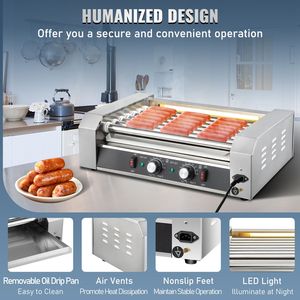 Macchina Scaldacibo per Hot Dog da 18 Posti, 1050W, in Acciaio Inossidabile, con Doppio Controllo della Temperatura e Luce LED, Attrezzatura da Cucina Commerciale - Product Image 6