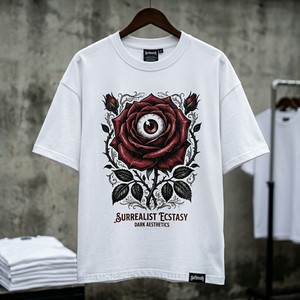 เสื้อยืดลายกราฟิกแนวเซอร์เรียลลิสต์ สีขาว ทรงโอเวอร์ไซส์ ผ้าฝ้าย พิมพ์ลายศิลปะ สตรีทแวร์ แฟชั่นผู้หญิง เสื้อผ้าสั่งทำจากโรงงาน ขายส่งจำนวนมาก - Product Image 1