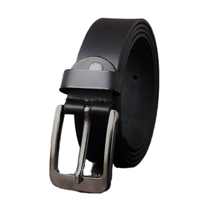 Cinturón informal de cuero negro Vintage para hombre Cinturón de cuero genuino 100% - Product Image 4