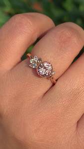 Women's Rose Gold Morganite Engagement Ring With Round Cut Diamonds Prong Setting Romantic Flower Style - Product Image 5