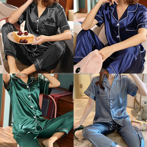 Conjunto de Pijama de Lujo para Mujer, Spandex/Algodón, Seda, Estampado Floral, Tejido de Punto, Pantalones Cortos, Transpirable, Tallas Grandes, Camisones para Adultos - Product Image 5