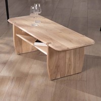 Table basse moderne en acacia Vandana Golden Nature avec niche, Trudy, 120 cm