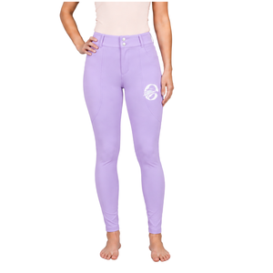 Leggings d'équitation pour femmes, couleur lavande, taille haute, pantalon d'équitation extensible avec grip en silicone et poches - Product Image 1
