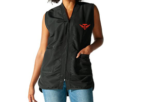 Men's <b>Black</b> Sleeveless Zipper <b>Vest</b> with Pockets Winter Stand Collar Solid Casual Outer Wear Front Logo Regular Length - Product Image 2