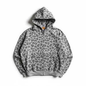 Sudadera con capucha corta de algodón 100% con forro polar para invierno, hombros caídos, cremallera, estampado digital, unisex, servicios ODM, transpirable y ecológica. - Product Image 1