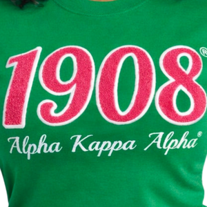 T-shirt en chenille 1908 AKA avec lettres grecques brodées, en coton premium, décontracté, pour sororité - Product Image 5