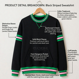 เสื้อสเวตเชิ้ตคอโอ แขนยาว ลายทางสีดำ เขียว ชมพู ของชมอิ้นเตอร์เนชั่นแนล ซิสเตอร์ฮู้ด โซโรริตี้  แบบลำลอง ถักทอ มีโลโก้ด้านหลัง - Product Image 6