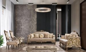 Elegante Juego de Sofás Tapizados Estilo California King en Acabado Plateado - Product Image 3