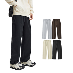 Pantalon de survêtement homme de haute qualité, couleur unie, avec cordon de serrage, coupe ample, jambe droite, en coton personnalisé, style baggy - Product Image 5