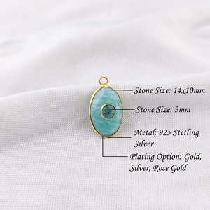 Labradorite Oval Bezel Pendant 14x10mm Oval Briolette Cut Gold Plated 925 Sterling Silver Double Stone Charms Handmade Jewelry - Product Image 4