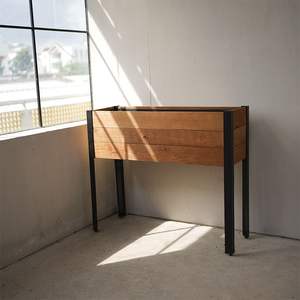 Caja de maceta de madera Rectangular de 37x12, 5x31 pulgadas, patas de acero recubiertas de polvo para plantas de interior y exterior, bolsa de PP extraíble para jardín - Product Image 5