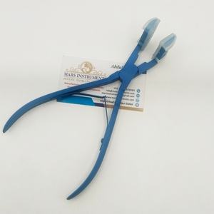 Outils pour extensions de cheveux, pince en acier inoxydable de couleur bleue, pince en forme de L pour la pose de bandes adhésives avec silicone - Product Image 1