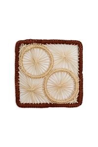 Premium Modern Hand Woven Raffia Coaster Set Square <b>Cup</b> Holder <b>Mats</b> Handmade Rustic Luxury Stylish Farmhouse Table Accessories - Product Image 2
