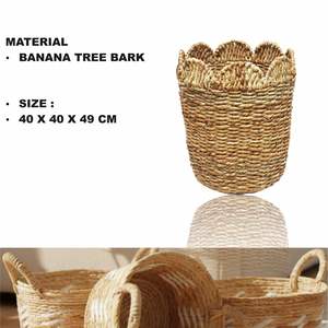 Cesta de mimbre artesanal con diseño de corteza de plátano - Product Image 2