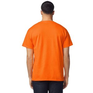 เสื้อยืดผู้ชายสีส้มสำหรับผู้ใหญ่ มีกระเป๋าเสื้อ ผ้าฝ้ายพรีเมียม คอกลม แขนสั้น สวมใส่สบาย มีกระเป๋าหน้าอก รับสกรีนโลโก้ ขายส่ง - Product Image 3
