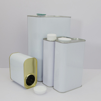 Bidon en fer blanc vide de qualité alimentaire pour huile d'olive 3L, conteneur métallique carré personnalisé à motif olive pour l'emballage d'huile de cuisson