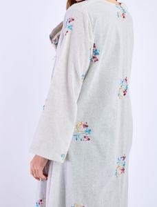 Best2026 New Style Modest Abaya Robe Islamic Clothing Front Open Muslim Women Long Dress Polyester Floral V Neck Long Sleeve - Product Image 5