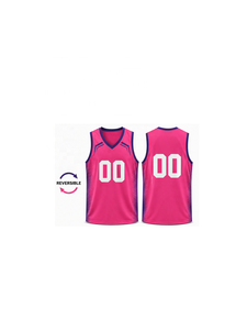 เสื้อบาสเก็ตบอลพิมพ์ลายตามสั่งพร้อมหมายเลขทีมสำหรับขายส่ง แบบกลับด้านได้ ชุดบาสเก็ตบอลเปล่าสำหรับผู้ชายและเยาวชน - Product Image 2