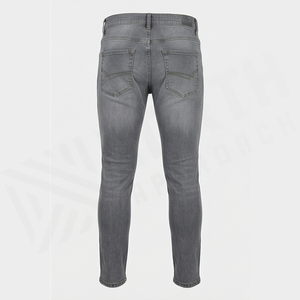 Jean en denim gris délavé coupe slim pour homme, jambe droite, taille mi-haute, en coton, style décontracté automne - Product Image 2