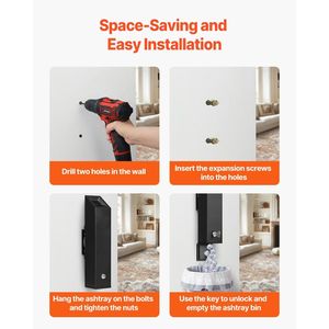 Cendrier mural extérieur en acier inoxydable, résistant aux intempéries, design cubique, pour mégots de cigarettes, pour la maison ou le bureau - Product Image 5