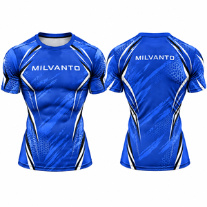T-shirt de compression personnalisé bleu roi pour homme, vêtement de sport 100 % polyester, anti-humidité, respirant, sublimation, rashguard sportif - Product Image 1