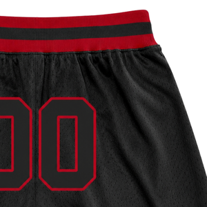 Shorts de basket-ball en mesh sublimé noir et rouge pour hommes, respirants, en polyester, pour l'entraînement et les matchs, uniforme d'équipe - Product Image 4