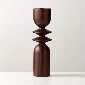 Ensemble de 3 bougeoirs en bois écologiques faits à la main, sculpturaux et modernes, couleur marron, HASAN CRAFT pour la table de la maison - Product Image 3