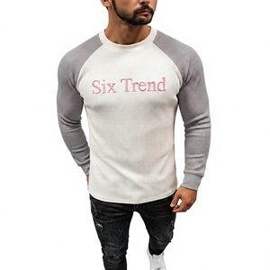 Camiseta Térmica de Manga Corta Raglán de Punto Waffle Lisa al por Mayor, Personalizable con Logotipo OEM, de Alto Gramaje, Unisex, Sólida, Estilo Béisbol, de Secado Rápido - Product Image 1
