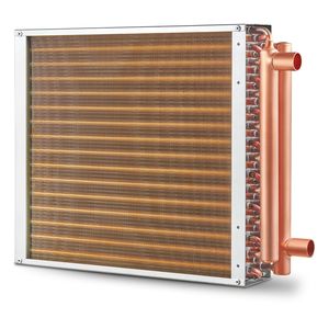Scambiatore di calore acqua-aria 16x16 pollici, 3 file, con porti in rame da 3/8 di pollice e alette in alluminio, per stufe a legna da esterno - Nuovo e con componenti a piastre - Product Image 1
