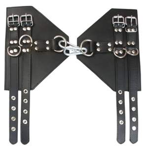 Ensemble de menottes et de bracelets de cheville en cuir de vachette avec connecteur croisé - Product Image 3