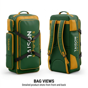 Bolsa de fútbol gaélico para mujer, premium, de poliéster 600D con revestimiento de PU, verde y amarillo, con múltiples paneles, mochila deportiva, con logo personalizado, bolsa de lona. - Product Image 1