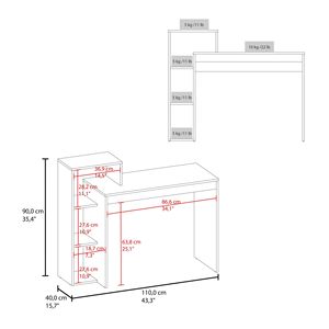 Britt 43 \ "ampia scrivania in rovere naturale con quattro ripiani per il soggiorno dell'home Office o la configurazione dei giocatori - Product Image 3
