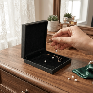 Caja de Regalo de Joyería de Cartón Negro Elegante al por Mayor, con Laminado Mate y Forro de Esponja |   Organizador portátil de almacenamiento para pulseras y collares - Product Image 4