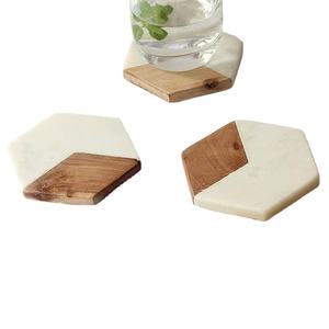 MARBALE BOIS COUSTER HOTEL HOUSEWARMING Sous-verres ronds en bois de marbre pour bureau à domicile ou HÔTEL pour tasses et porte-boissons - Product Image 1