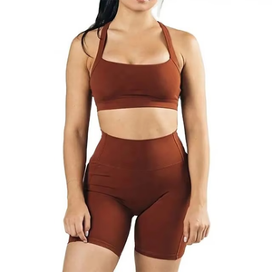 Conjunto Deportivo para Mujer, 2 Piezas, Top y Pantalones Cortos, Ropa Deportiva sin Costuras, Conjunto de Yoga 2026, Servicio de Logotipo Personalizado OEM - Product Image 5
