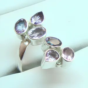 Natural Amethyst 925 Sterling Silver Cluster Ring Handmade Statement Gemstone Jewelry <b>for</b> Women Vintage Wholesale - Product Image 5