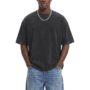 T-shirt Homme Vert Uni Col Rond Manches Courtes 100% Coton Jersey Coupe Oversize Décontracté Hip Hop Respirant Tissu 320g - Product Image 6