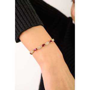 14k Gold 5.02 Ct <b>Ruby</b> and Diamond Art Deco Fashion Tennis <b>Bracelet</b> - Product Image 3