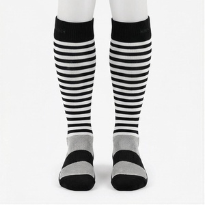 <b>Knee</b> <b>High</b> Striped <b>Socks</b> Black White Breathable Soccer Football <b>Socks</b> for Adults Summer Sport Wear - Product Image 1