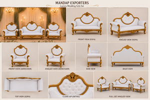 Compre al por mayor un juego de sofás para parejas de boda, estilo italiano, sofás de madera para parejas de boda, juego de sofás de 3 piezas para novios. - Product Image 6