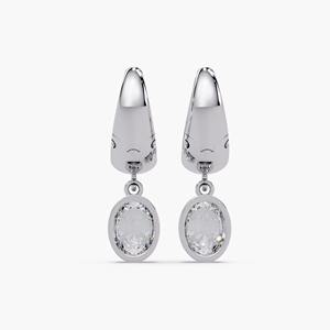 Boucles d'oreilles pendantes en or 14 carats avec diamant de laboratoire ovale de 3 carats, élégantes pour femmes, cadeau de luxe pour anniversaire et fête - Product Image 4